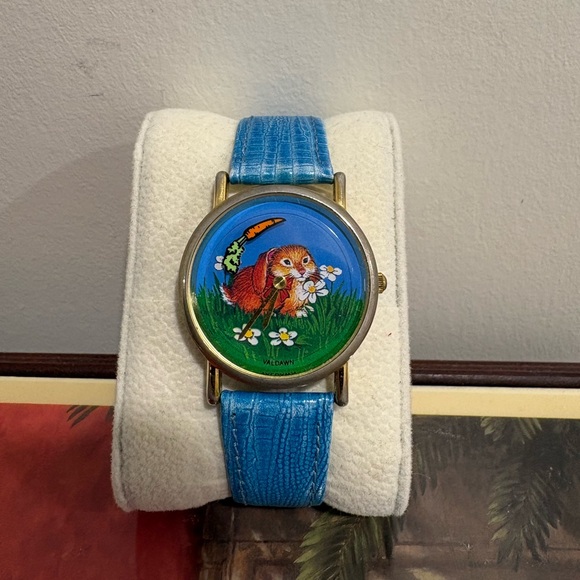 valdawn Accessories - Vintage Bunny Rabbit And Carrot Watch 34mm unisex quartz valdawn works runs